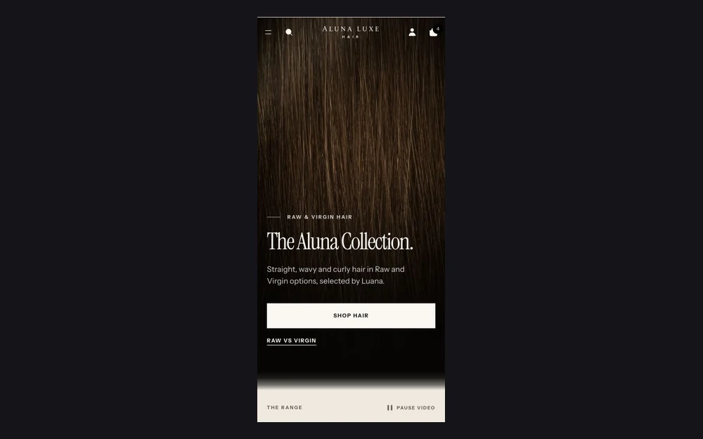 Streetline mobile homepage hero with Aluna Collection headline, product framing and two clear shopping actions.