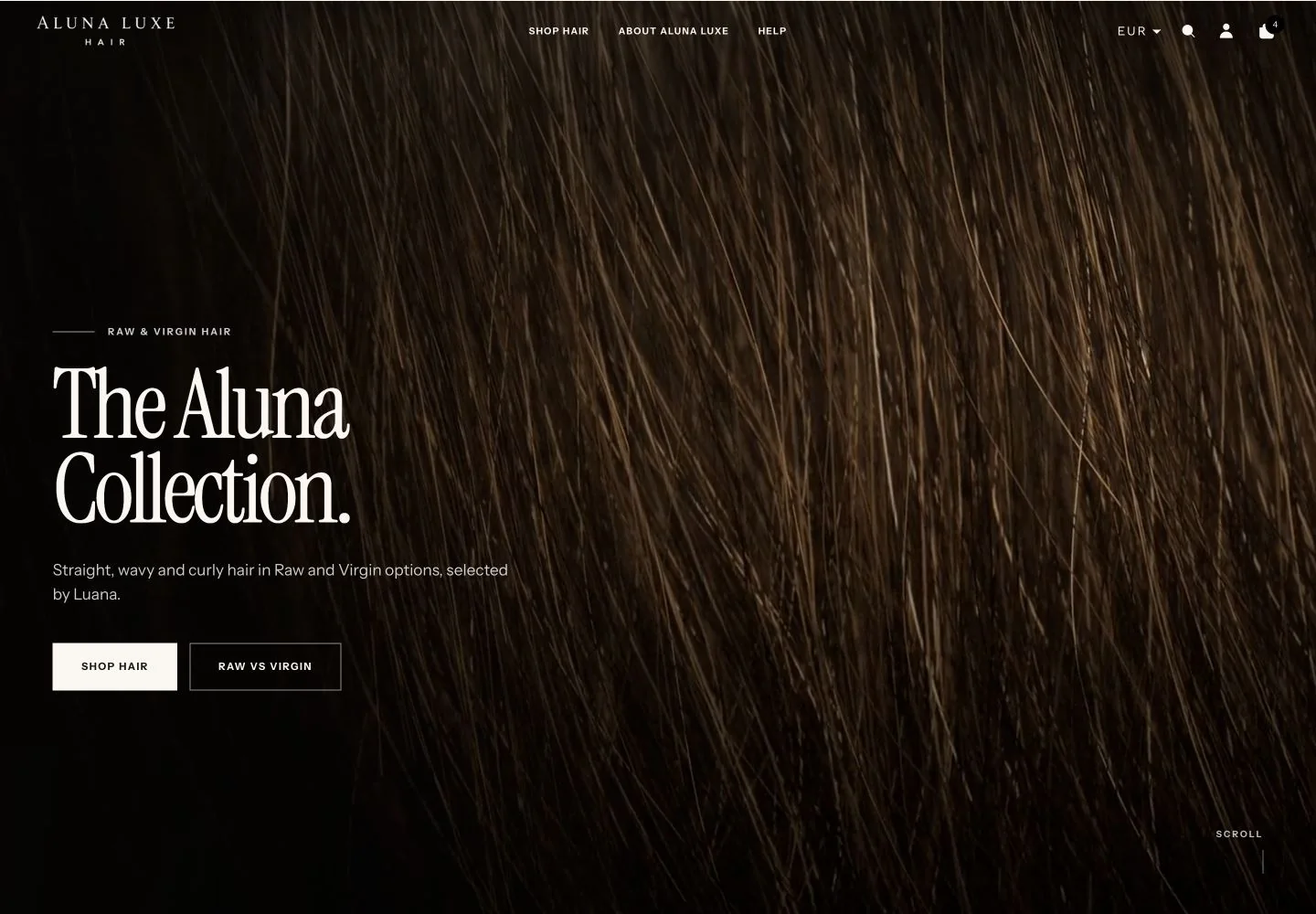 Aluna Luxe Streetline rebuild homepage at the 1440-pixel desktop review width.
